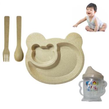 Imagem de Kit Refeição Infantil 4 Peças Com Prato Talheres Copo 160ml - Inter, B