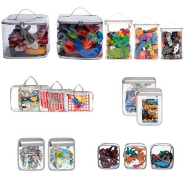 Imagem de Kit Com 15 Unidades Sacos Organizadores De Brinquedos Cinza - Momis Pe
