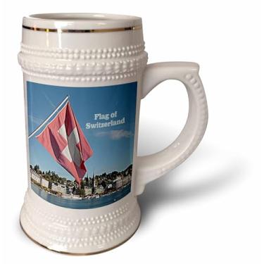 Imagem de 3dRose Bandeira da Suíça Foto e Lado do País - Caneca de Stein, 510 g, 623 g, branca