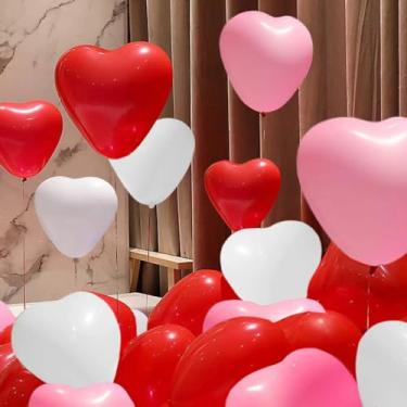 Imagem de STIMULATE SZXXZZMY 50pcs 10-inch Heart shaped balloons 3 Kinds of Color Latex Balloons for Valentines Day,Propose Marriage,Wedding Party.(red, pink, white)
