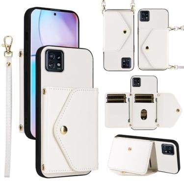 Imagem de Dswteny Capa carteira para Motorola Edge+ Plus 2023/Edge 40 Pro 5G/Moto X40 com cordão de pulso alça de ombro fina flip bolsa, suporte para cartão de crédito de couro PU para X + mulheres homens