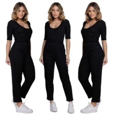 Imagem de KIT 3 Macacão Longo Canelado Gringa Bella Fiore Roupa Blogueira Moda Feminina-Feminino