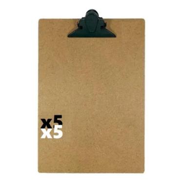 Imagem de 5 prancheta madeira 1/2 oficio a5 garra plastica leve 5032 - INDÚSTRIA