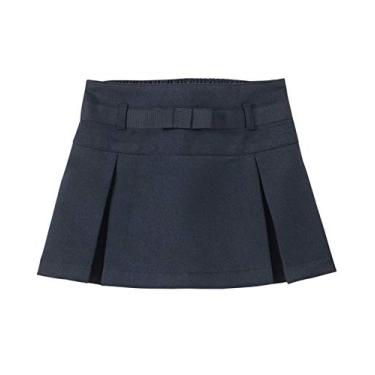 Imagem de Nautica Saia de scooter plissada de uniforme escolar para meninas com shorts, cintura de malha e bolsos funcionais, Azul-marinho/laço, 3 Anos