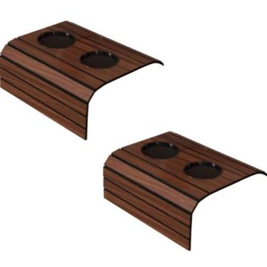 Imagem de Kit 2 Esteiras Para Sofá Com Porta Copos De Madeira Marrom - Giganteel