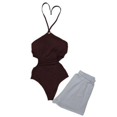 Imagem de Conjunto Body Maio Liso Com Bojo + Short - Gringas Model, Bordô, Único