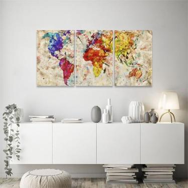 Imagem de Quadro para Quarto Decorativo Mosaico Mapa Colors - IQ Quadros