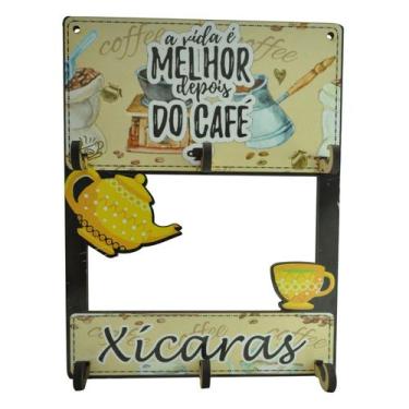 Imagem de Porta Xícara Para 6 Unidades Decoração A Vida è Melhor 28x21,5 Mdf 6mm