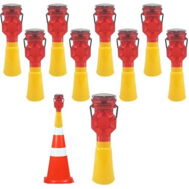 Imagem de Sinalizador Viario Solar Cone Kit 11 Uni Sinalizaçao Rua Rodovia Estra