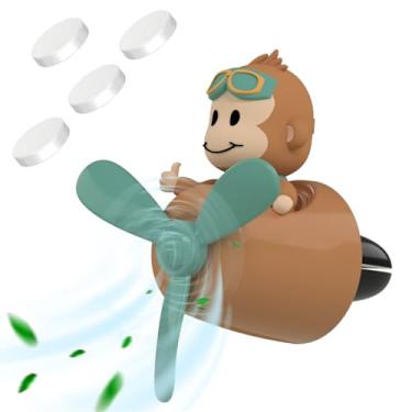 Imagem de DUHKHAS Purificador de ar de carro piloto, clipe de ventilação de carro de macaco fofo com 4 tabletes perfumados difusor de ventilador de saída de ar automotivo, decoração de ventilação de interiores