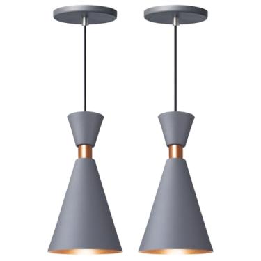 Imagem de Kit 2 Pendente Lustre Luminária Mini Pequim Cinza 24cm