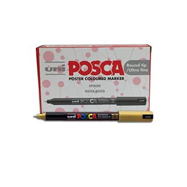 Imagem de uni-ball Posca PC-1MR Marcador ultrafino com ponta de bala - dourado, pacote com 12