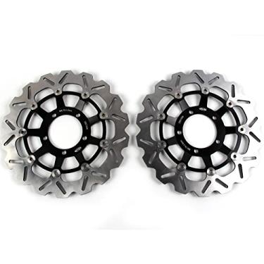 Imagem de 1 par de discos de freio dianteiros flutuantes de rotores compatíveis com Triumph Daytona 675 2006-2016, Daytona 675R 2010-2012, peças pretas de acessórios de motocicleta