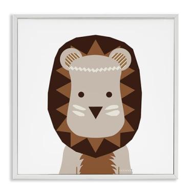 Imagem de Stupell Industries Design de parede giclée emoldurado em tom neutro leão branco por Daniela Santiago, 12 x 12