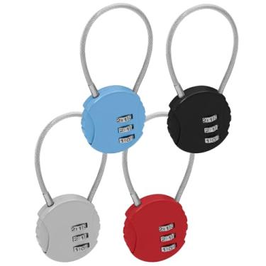 Imagem de Bonsicoky Pacote com 4 cadeados de combinação de 3 dígitos – Cadeado à prova d'água para ambientes externos – Mini cadeado de combinação de bagagem para armário escolar, mochila e armazenamento de