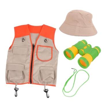 Imagem de Dynwave Figurino do Explorer Set para crianças, equipamento de acampamento, binóculos de hat hat, brinquedos de aventura de acampamento educacional de, Colete Laranja