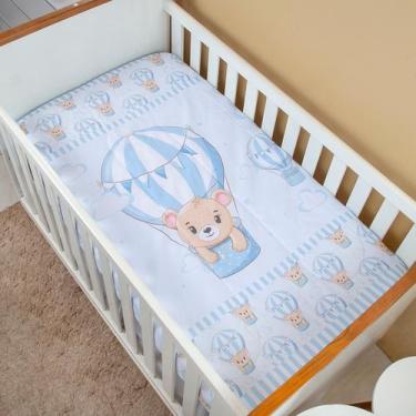 Imagem de Edredom Berço Americano para Bebê Menino Sublimado - Carinha de Anjo, 