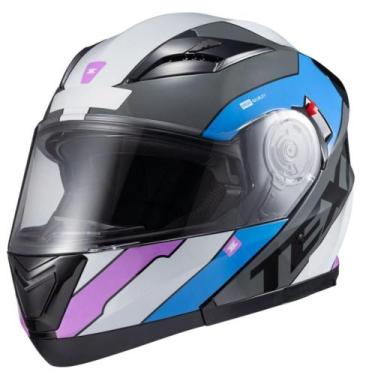 Imagem de Capacete Escamoteável Texx Gladiator V3 Reisen, Azul/Rosa, 56
