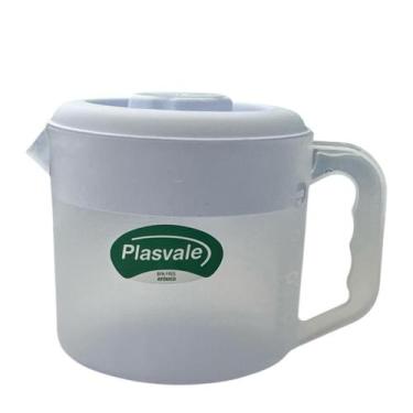 Imagem de JARRA PLÁSTICA GRADUADA 1L COM TAMPA 18,5x13x12CM COR BRANCA - PLASVAL