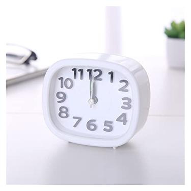 Imagem de Despertador quarto quadrado redondo pequeno despertador soneca silencioso varrer despertar relógio de mesa alimentado por bateria compacto portátil despertador de viagem relógio de mesa relógio de