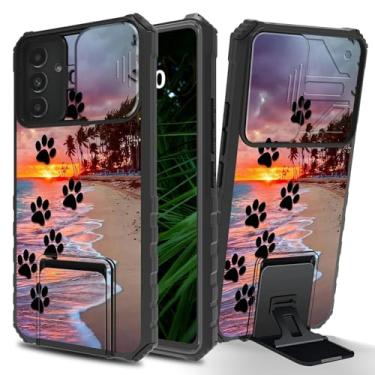 Imagem de RWUTYTIUL Capa de celular com estampa de pata de cachorro para Samsung Galaxy S24 5G/Galaxy S25 5G 6,2 polegadas com capa para câmera deslizante, suporte fino, camada dupla de policarbonato rígido e