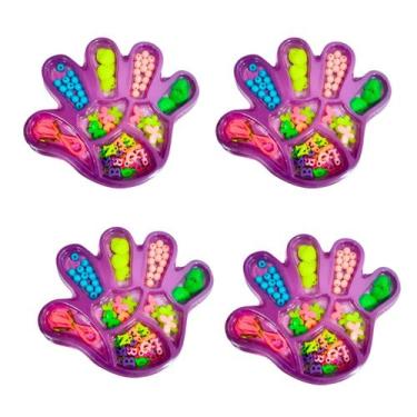 Imagem de 4 Kit Miçangas para pulseira cordão 92 peças cores atrativas brinquedo
