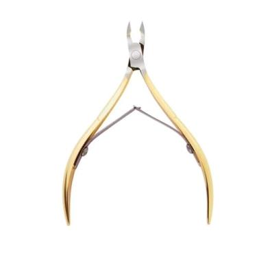 Imagem de Tesoura de cutícula de aço inoxidável, alicate de manicure, cortador, removedor, pinça, pedicure, aparador, alicate de bico de águia, dourado