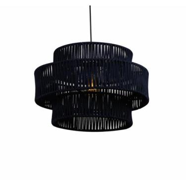 Imagem de Lustre Redondo Triplo Corda Luxo 35x51 Com Fio Completo - FibraDecor, 
