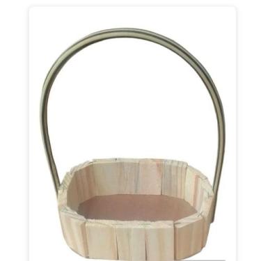 Imagem de Kit 20 Cestas de Madeira Oval 11x15 com Alça P/ Presentes, Cosmético, 