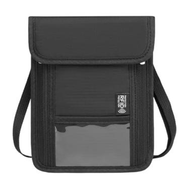 Imagem de BaotyJie Carteira de pescoço com proteção RFID, bolsa transversal de viagem para presente de aniversário, compras, Preto