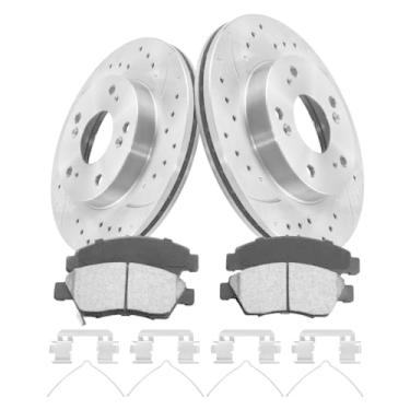 Imagem de GAIASURGE Kit De Pastilhas E Rotores Freio Compatíveis Com Honda Civic 2004-2011, 11-15 Cr-Z, Kits Reposição Automotivos Dianteiros 31311 D948-7497A Óleo Antiferrugem Fenda Perfurada 261,7 Mm (10,3