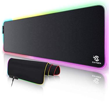 Imagem de Studione RGB Gaming Mouse Pad by Oxygen, Ultra Bright LED Light&Soft Large Extended Mousepad with 14 Lighting Modes, Water Resistance, Non-Slip Rubber Base Keyboard Mat, 31.5 X12 inch X 4mm, Black