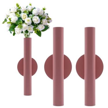 Imagem de Suporte de vaso de parede de metal adesivo – tubo decorativo para exibição floral fresco/seco/sintético, resistente à ferrugem, casa e escritório, sala de jantar também adequado para decoração de