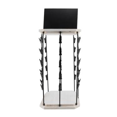 Imagem de Organizador do suporte para rack de chip Rack elegante 360 ​​girando 5 camadas 40 Clipes Wood Metal Snacker para concessão de festas de cozinha envelhecida branca preta 22x42,5cm