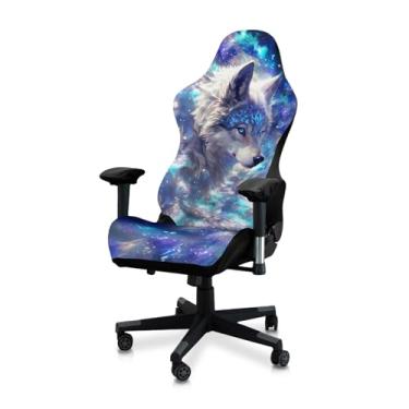 Imagem de Conjunto de capa de cadeira de jogos de 4 peças com design de gato, cachorro e vaca - impressão digital 3D, macia e elástica antiderrapante - serve na maioria das cadeiras de escritório/jogos (Cão 3)