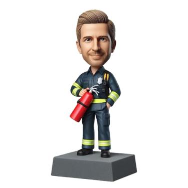 Imagem de Bobblehead de bombeiro feito à mão personalizado a partir do seu extintor de fotos - Prenda em pose vibrante, decoração de casa, presente para lembrança de aniversário de advogado de segurança contra