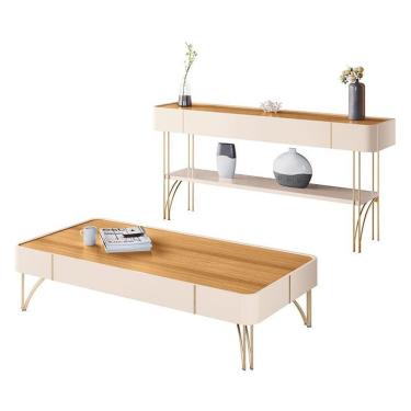 Imagem de Aparador e Mesa de Centro Vivant Cadenza Moderno MDP MDF 160cm e 132cm Off White