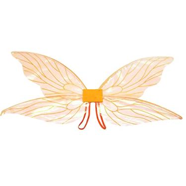 Imagem de Asas de fada para adultos, asas de borboleta para mulheres, fantasias femininas brilhantes de anjo para Halloween (laranja)