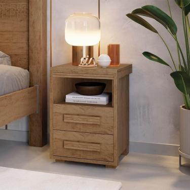 Imagem de Mesa De Cabeceira 2 Gavetas 1 Nicho Castanho Tóquio Fênix