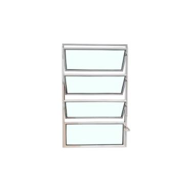 Imagem de Vitrô Basculante 1 Seção 80x40 Linha Esmeralda – Alumínio Branco, Vidro Liso 3mm – Lumineziri Esquadrias