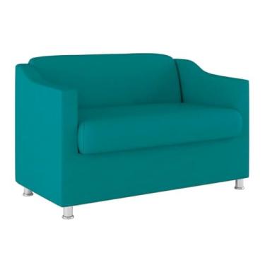 Imagem de Namoradeira Sala de Estar Tecido Suede – Balaqui Decor Cor:azul Turquesa