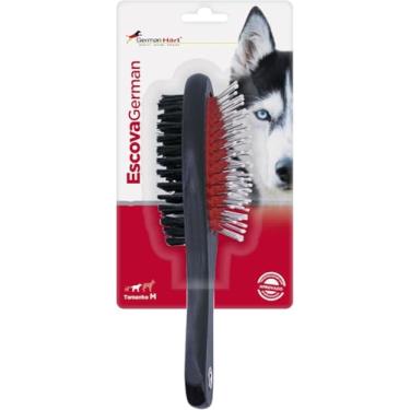 Imagem de Escova Dupla Face Pet com Pinos de Bolinhas e Cerdas Macias – Ideal para Desembaraçar e Remover Pelos Soltos de Cães e Gatos (Chow Chow, Spitz Alemão