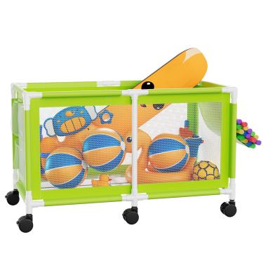Imagem de Jotesnew Caixote de armazenamento extra grande de 280 galões 175.3 cm L, suporte de macarrão de piscina, brinquedos, boias, bolas e boias escaninho organizador de malha com rolamento, 175 cm C C x 81