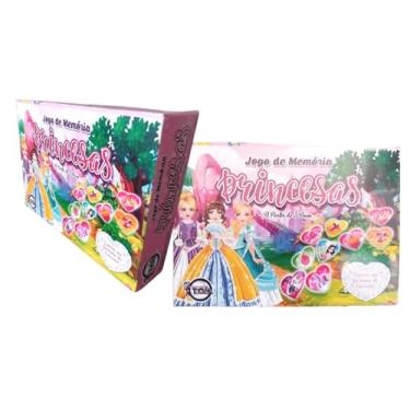 Imagem de Jogo da Memoria Princesas | 50 Cartas Ilustradas em Formato de Coração | Brinquedo Educativo Infantil