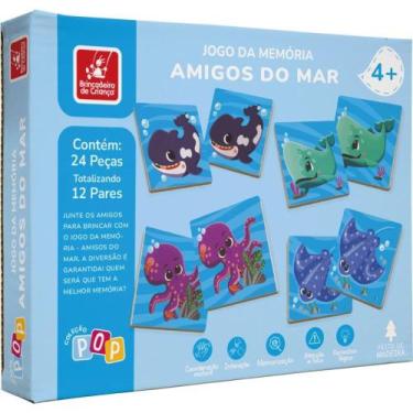 Imagem de Jogo da Memoria em Madeira Amigos do MAR 24PCS - Brinc de Crianca