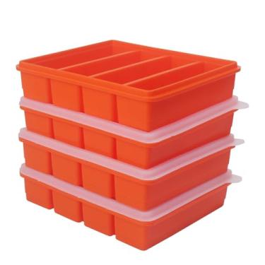 Imagem de Moldes de silicone para cubos de gelo amplamente utilizados, 2 pacotes, bandeja de cubos de gelo para uísque, molde de manteiga, moldes de freezer para sopas e molhos (pacote com 4 laranjas)