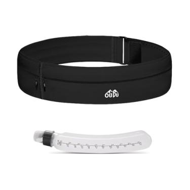 Imagem de YIXIUTEN Cinto de corrida fino com garrafa de água – Pochete de treino para homens e mulheres, serve para telefones de 18 cm, mochila leve para corrida, caminhada, corrida, escalada, Preto, Small