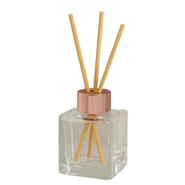 Imagem de Kit 10un Frascos de Vidro Cubo 100ml Aromatizador Difusor decoração Com tampa Luxo + Varetas(Rose)