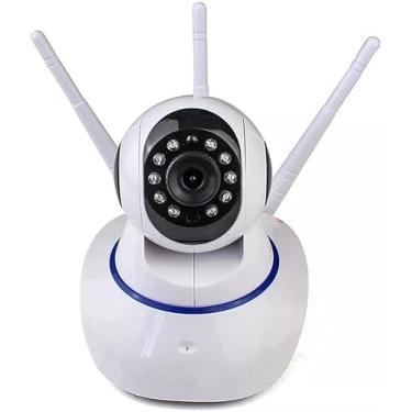 Imagem de Câmera IP Wi-Fi 360° com 3 Antenas, Visão Noturna e Alarme Câmera IP Wi-Fi
