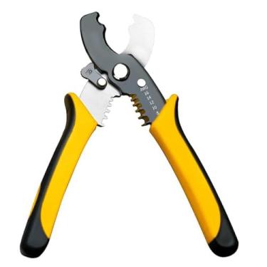 Imagem de Alicate Profissional de Corte e Desencapador de Fios, Cabo Ergonômico Antiderrapante, Aço de Alta Dureza, com Mola de Retorno e Trava, para Manutenção Elétrica e Mecânica, Compatível AWG 8-16